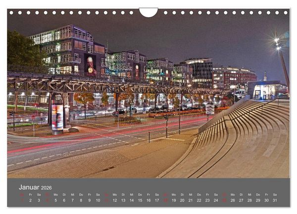 Produktbild: Nightwalk - Hamburg (Wandkalender 2026 DIN A4 quer), CALVENDO Monatskalender