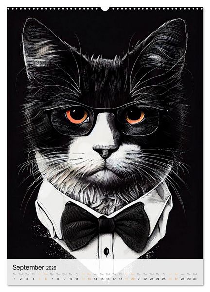 Produktbild: Hipster Cats (High Quality Premium Wall Calendar 2026 DIN A2 portrait),CALVENDO 12 Month Wall Calendar