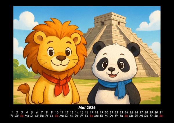 Produktbild: Buschi und Pippin - Reise zu den Weltwundern 2026 Fotokalender DIN A3