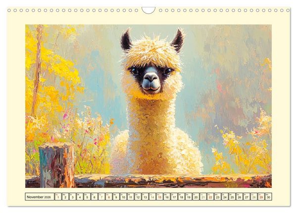 Produktbild: Alpakas. Entz&uuml;ckende Paintings in duftigen Farben (Wandkalender 2026 DIN A3 quer), CALVENDO Monatskalender