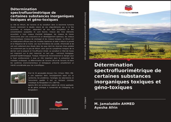 Produktbild: D&eacute;termination spectrofluorim&eacute;trique de certaines substances inorganiques toxiques et g&eacute;no-toxiques