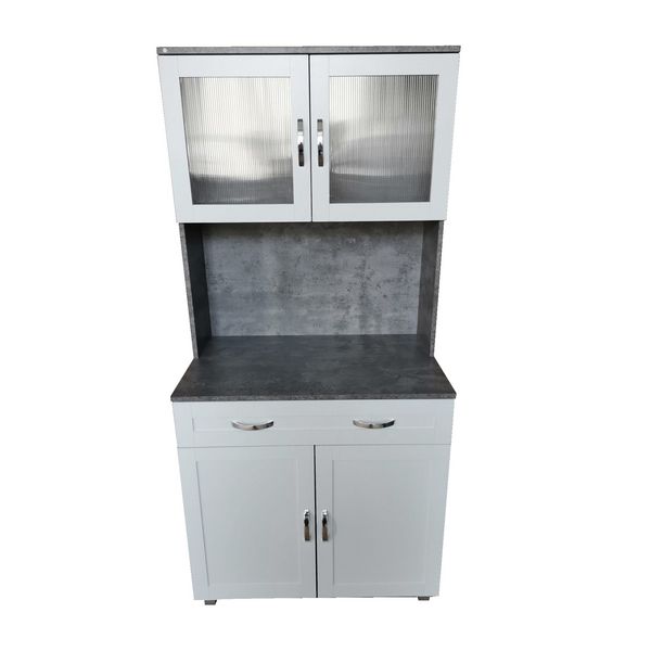 HTI-Living Küchenbuffet Küchenschrank Blanca Beton Weiß Küchenbuffet Küchenschrank Blanca Beton Weiß