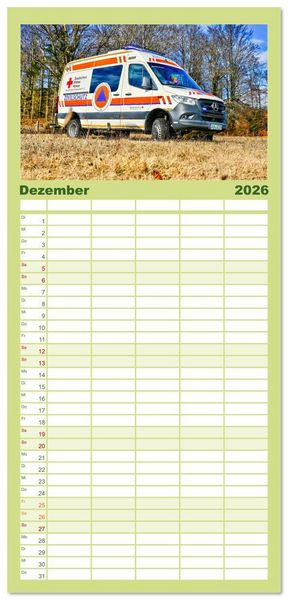 Produktbild: Familienplaner 2026 - Einsatzfahrzeuge 112 mit 5 Spalten (Wandkalender, 21 x 45 cm) CALVENDO