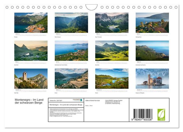 Produktbild: Montenegro - Im Land der schwarzen Berge (Wandkalender 2026 DIN A4 quer), CALVENDO Monatskalender