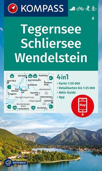 KOMPASS Wanderkarte 8 Tegernsee, Schliersee, Wendelstein 1:50.000, Sonstige von , Kompass-Karten, 978-3-99121-211-9