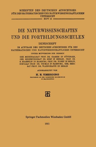 Produktbild: Die Naturwissenschaften und die Fortbildungsschulen