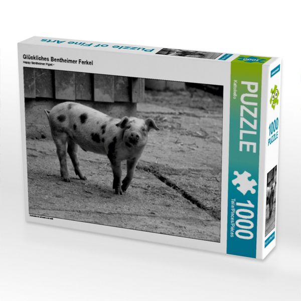CALVENDO Puzzle Glückliches Bentheimer Ferkel | 1000 Teile Lege-Größe 64x48cm Foto-Puzzle für glückliche Stunden
