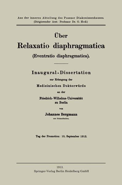 Produktbild: &Uuml;ber Relaxatio diaphragmatica (Eventratio diaphragmatica)