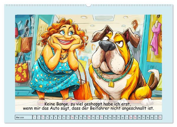 Produktbild: Frauchen und Hund. Witzige Cartoons vom t&auml;glichen Chaos (hochwertiger Premium Wandkalender 2026 DIN A2 quer), Kunstdruck in Hochglanz