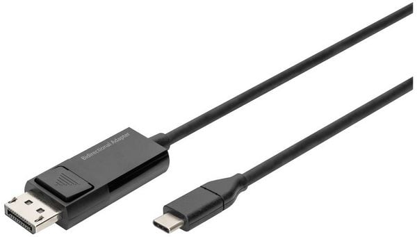 Produktbild: Digitus DisplayPort / USB-C&reg; Anschlusskabel DisplayPort Stecker, USB-C&reg; Stecker 2.00m Schwarz AK-300334-020-S dreifach geschirmt