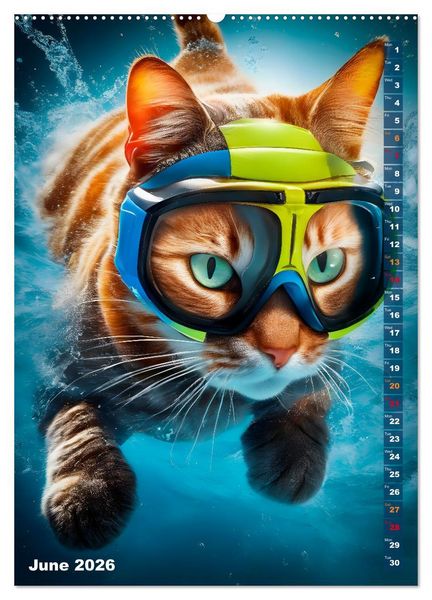 Produktbild: Outdoor sports for cats (High Quality Premium Wall Calendar 2026 DIN A2 portrait),CALVENDO 12 Month Wall Calendar