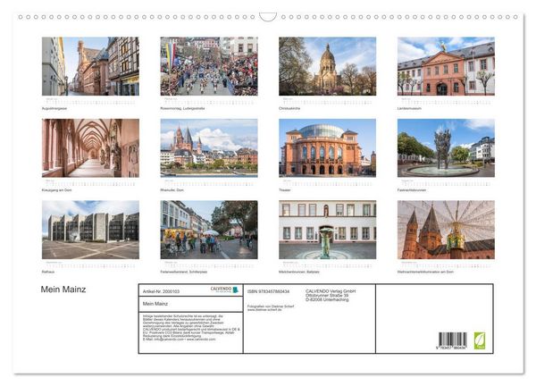 Produktbild: Mein Mainz (Wandkalender 2026 DIN A2 quer), CALVENDO Monatskalender