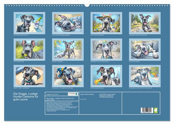 Produktbild: Die Dogge. Lustige Hunde Cartoons f&uuml;r gute Laune (Wandkalender 2026 DIN A2 quer), CALVENDO Monatskalender