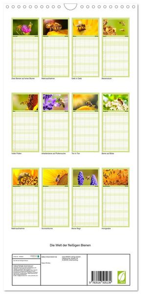 Produktbild: Familienplaner 2026 - Die Welt der flei&szlig;igen Bienen mit 5 Spalten (Wandkalender, 21 x 45 cm) CALVENDO