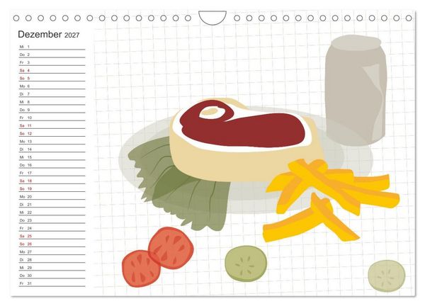 Produktbild: Fast Food Illustration (Wandkalender 2027 DIN A4 quer), CALVENDO Monatskalender