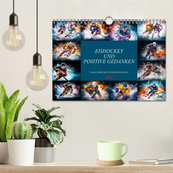 Produktbild: Eishockey und positive Gedanken (Wandkalender 2026 DIN A4 quer), CALVENDO Monatskalender