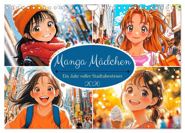 Produktbild: Manga M&auml;dchen. Ein Jahr voller Stadtabenteuer (Wandkalender 2026 DIN A4 quer), CALVENDO Monatskalender