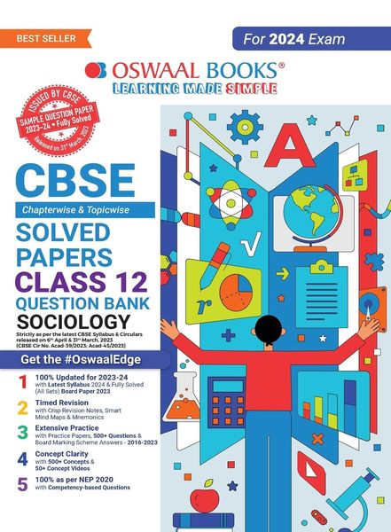 Oswaal CBSE Chapterwise Solved Papers 2023-2014 Sociology Class 12th (2024 Exam)