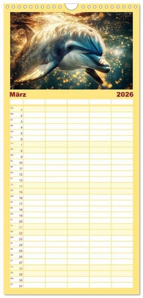 Produktbild: Familienplaner 2026 - Tierische Balance mit 5 Spalten (Wandkalender, 21 x 45 cm) CALVENDO