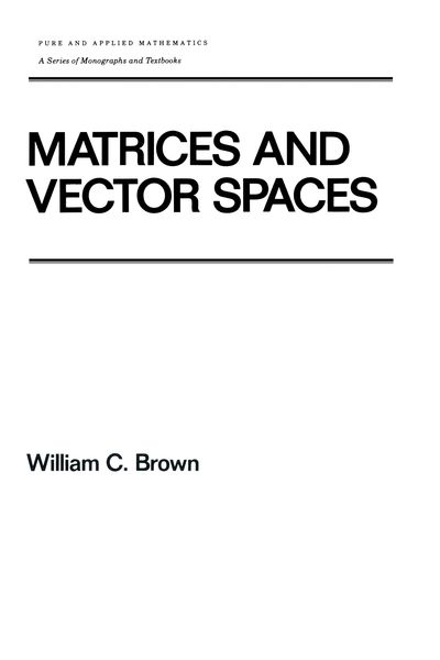 Produktbild: Matrices and Vector SPates