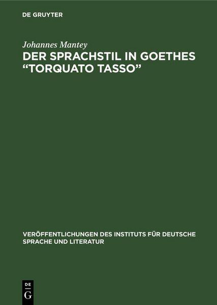 Produktbild: Der Sprachstil in Goethes "Torquato Tasso "