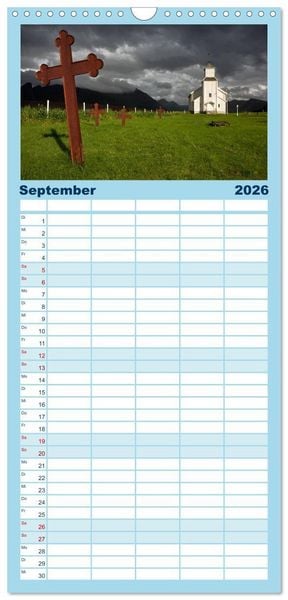 Produktbild: Familienplaner 2026 - Norwegen - Land im Norden mit 5 Spalten (Wandkalender, 21 x 45 cm) CALVENDO