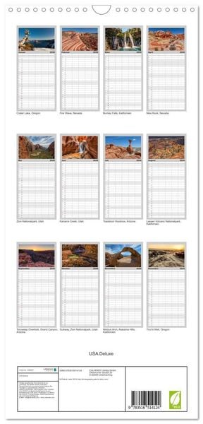 Produktbild: Familienplaner 2026 - USA Deluxe mit 5 Spalten (Wandkalender, 21 x 45 cm) CALVENDO