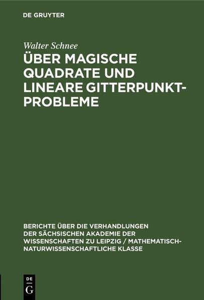 Produktbild: &Uuml;ber magische Quadrate und lineare Gitterpunktprobleme