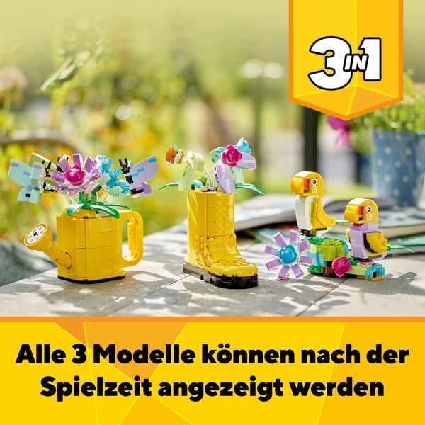 LEGO Creator 3in1 31149 Gießkanne mit Blumen, baubare Deko mit 3 Modellen