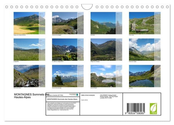 Produktbild: MONTAGNES Sommets des Hautes-Alpes (Calendrier mural 2026 DIN A4 vertical), CALVENDO calendrier mensuel