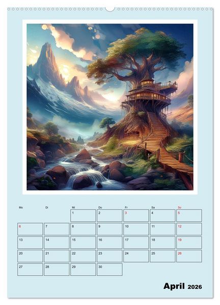 Produktbild: Traumwelt Baumhaus (Wandkalender 2026 DIN A2 hoch), CALVENDO Monatskalender