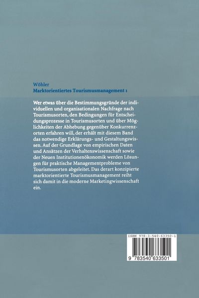 Produktbild: Marktorientiertes Tourismusmanagement 1