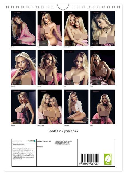 Produktbild: Blonde Girls typisch pink (Wandkalender 2026 DIN A4 hoch), CALVENDO Monatskalender