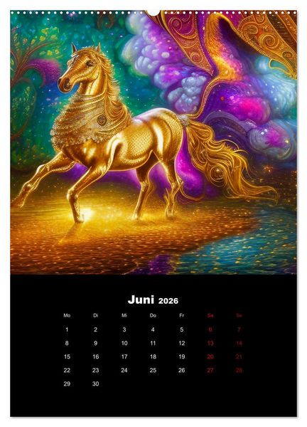 Produktbild: Pferde im goldenen Kleid (Wandkalender 2026 DIN A2 hoch), CALVENDO Monatskalender