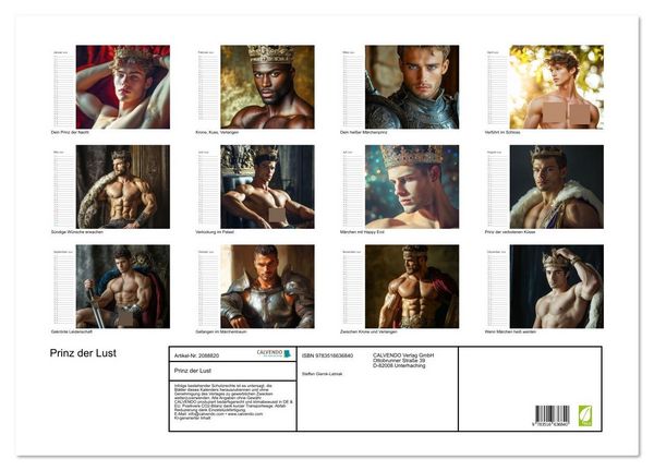 Produktbild: Prinz der Lust (Wandkalender 2026 DIN A2 quer), CALVENDO Monatskalender