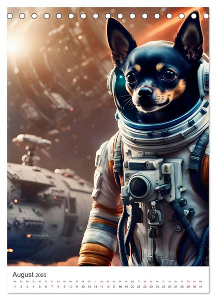 Produktbild: Chihuahua Abenteuer im Weltraum (Tischkalender 2026 DIN A5 hoch), CALVENDO Monatskalender