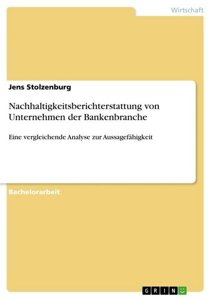 Produktbild: Nachhaltigkeitsberichterstattung von Unternehmen der Bankenbranche