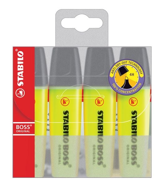 Produktbild: STABILO Textmarker -   BOSS ORIGINAL - 4er Pack - gelb
