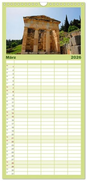 Produktbild: Familienplaner 2026 - Wundersch&ouml;ne Highlights der griechischen Antike mit 5 Spalten (Wandkalender, 21 x 45 cm) CALVENDO