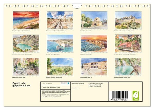 Produktbild: Zypern - die gespaltene Insel (Wandkalender 2027 DIN A4 quer), CALVENDO Monatskalender