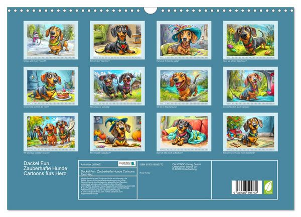 Produktbild: Dackel Fun. Zauberhafte Hunde Cartoons f&uuml;rs Herz (Wandkalender 2026 DIN A3 quer), CALVENDO Monatskalender