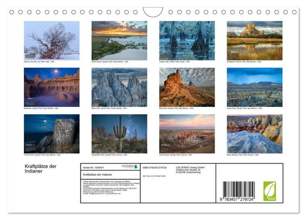 Produktbild: Kraftpl&auml;tze der Indianer (Wandkalender 2026 DIN A4 quer), CALVENDO Monatskalender