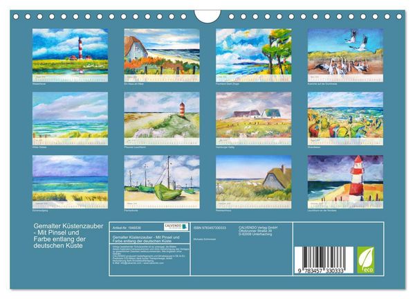 Produktbild: Gemalter K&uuml;stenzauber - Mit Pinsel und Farbe entlang der deutschen K&uuml;ste (Wandkalender 2026 DIN A4 quer), CALVENDO Monatskalender