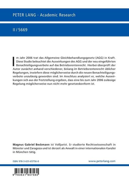 Produktbild: Das Betriebsrentenrecht im Lichte des AGG und seiner Diskriminierungsmerkmale