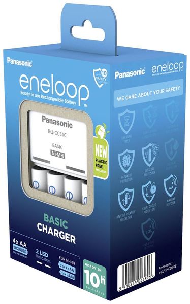 Produktbild: Panasonic Basic BQ-CC51 + 4x eneloop AA Steckerladerger&auml;t NiMH Micro (AAA), Mignon (AA)