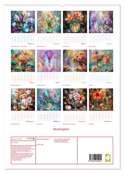 Produktbild: Blumenglanz (hochwertiger Premium Wandkalender 2026 DIN A2 hoch), Kunstdruck in Hochglanz