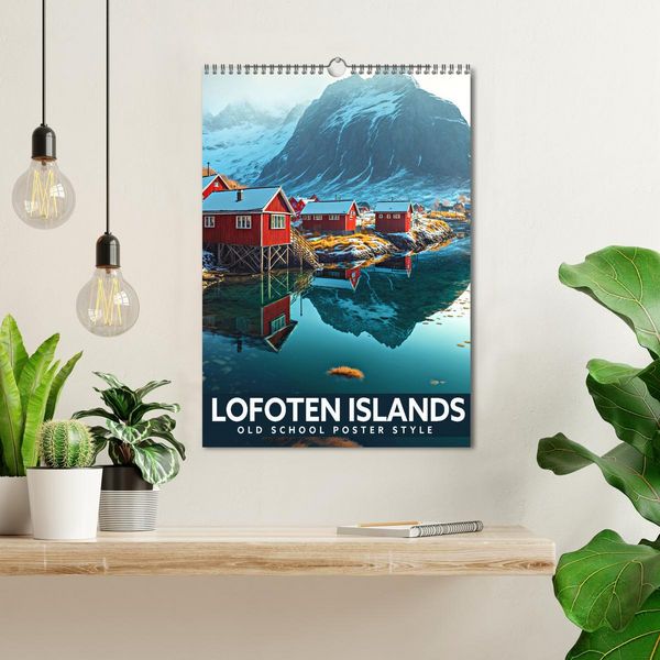 Produktbild: Lofoten Islands - Old School Poster Style (Wall Calendar 2026 DIN A3 portrait), CALVENDO 12 Month Wall Calendar
