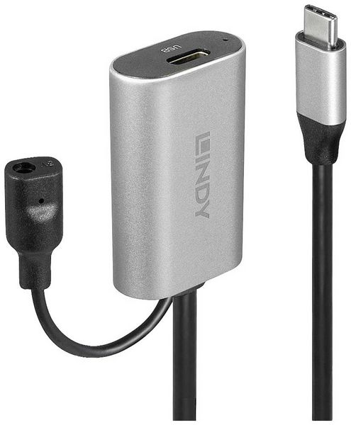 LINDY USB-Kabel USB 3.2 Gen1 USB-C Stecker, USB-C Buchse 5.00m Schwarz 43271