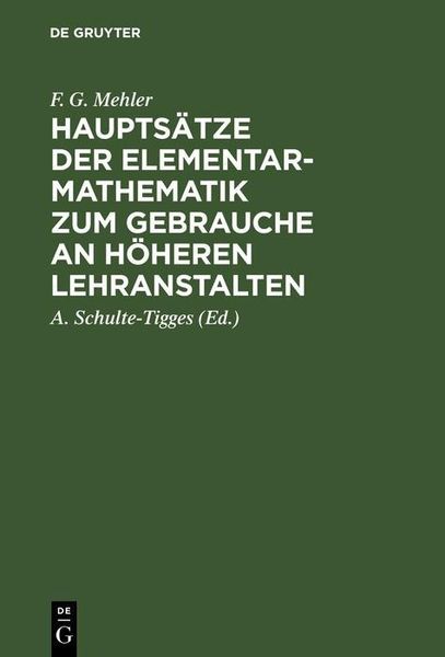Produktbild: Haupts&auml;tze der Elementar-Mathematik zum Gebrauche an h&ouml;heren Lehranstalten