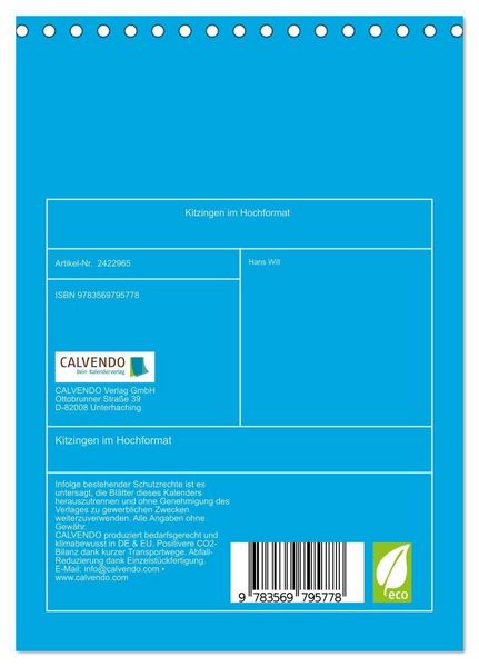 Produktbild: Kitzingen im Hochformat (Tischkalender 2027 DIN A5 hoch), CALVENDO Monatskalender